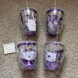 Slant Collections Purple Confetti Double-Wall Tumblers - Set of 4